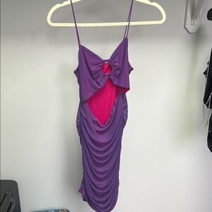 Purple and Pink Ruched Dress